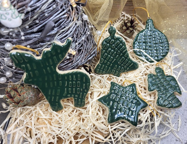 ozdoby choinkowe Zestaw ceramicznych zawieszek