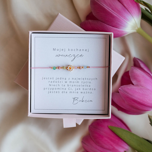 bransoletki na sznurku Bransoletka dla wnuczki, kolorowa bransoletka dla dziewczynki