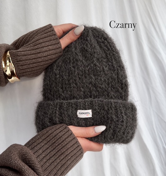 czapki damskie Puszysta czapka Cloud wełna merino alpaka *czarny*