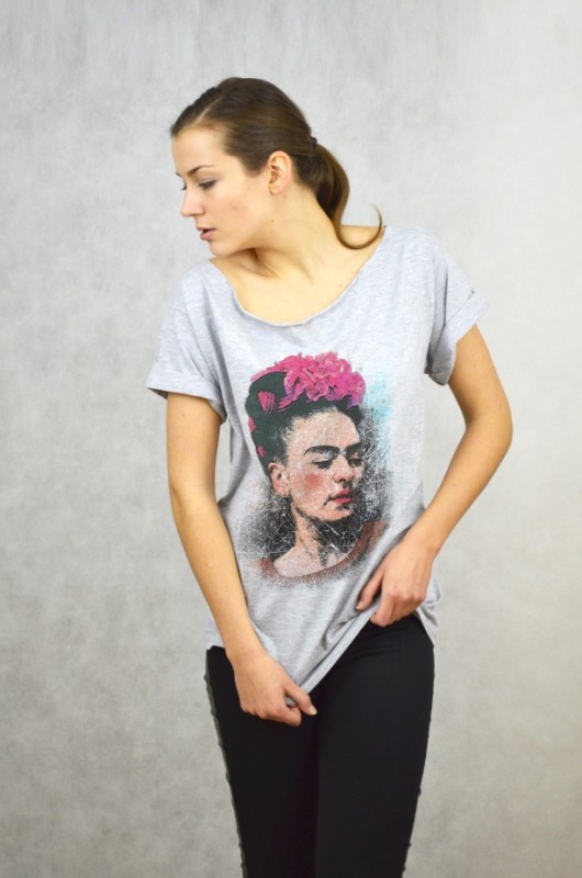 FRIDA - Koszulka Oversize szaraT-shirt GAU great as You