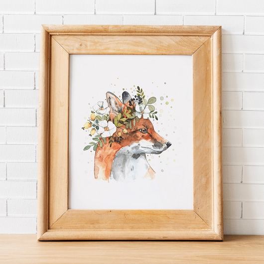 grafiki i ilustracje Plakat ilustracja Boho Lis akwarela