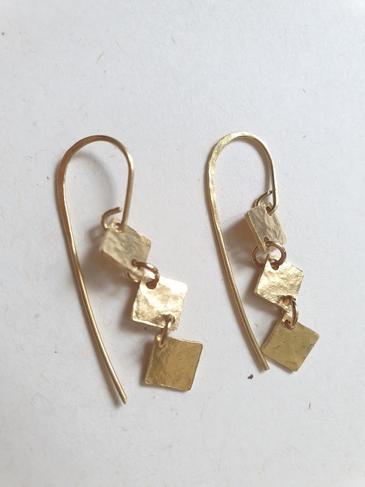 kolczyki z mosiądzu Kolczyki GEOMETRIA  kwadraty mosiądz rustykalne