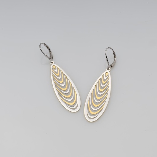 kolczyki pozłacane Kolczyki wiszące srebro 925 dwukolorowe