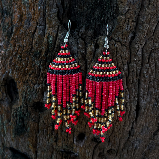 kolczyki soutache Kolorowe afrykańskie kolczyki Red Flames