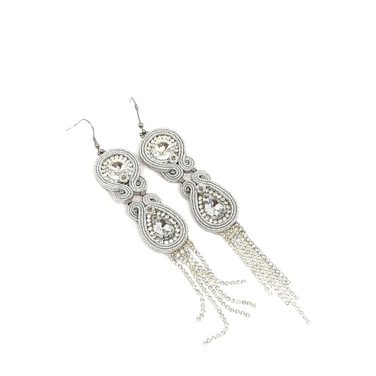 kolczyki soutache Srebrzyste kolczyki sutasz - kolekcja Glamour