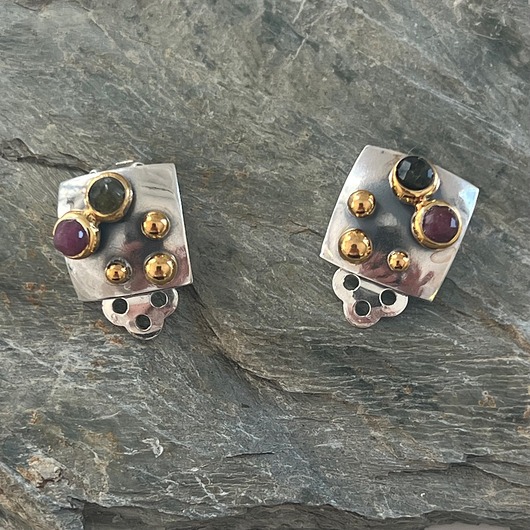 kolczyki srebrne Klipsy srebrne 925 z turmalinami