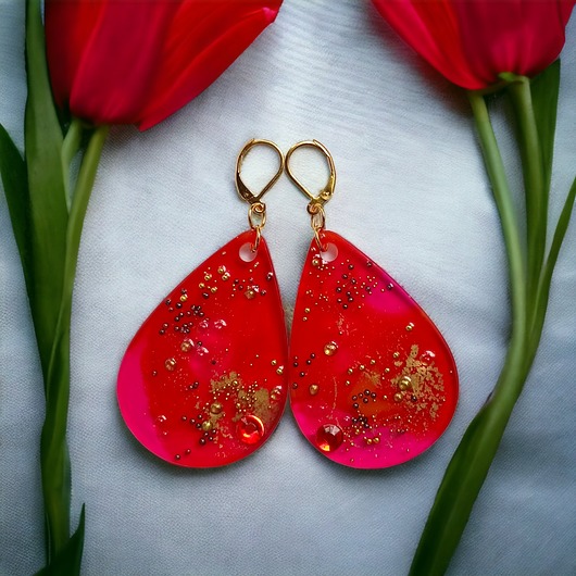 kolczyki z żywicy UNIKATOWE kolczyki z żywicy : kolekcja PICASSO : L