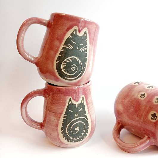 kubki Kubek z kotem różowy