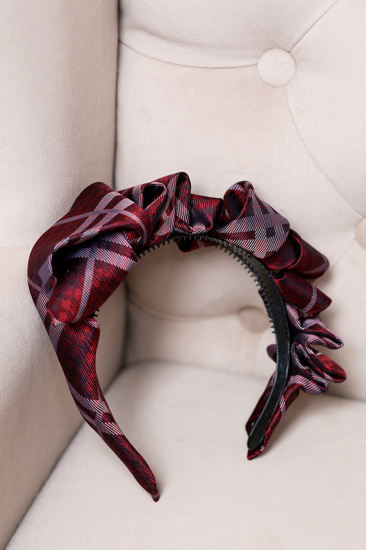 Jedwabna opaska do włosów w kratę Anais KOSA Accessories
