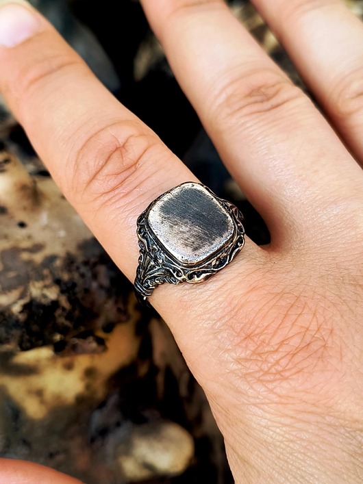 pierścionki srebrne Sygnet Mirror, pierścionek ze srebra próby 925