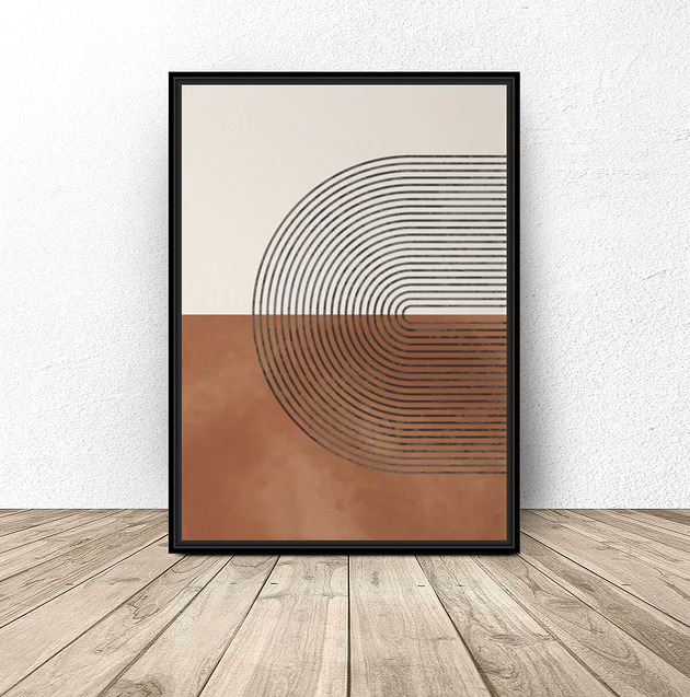 plakaty Plakat abstrakcyjny z czarnymi liniami na dwukolorowym tle