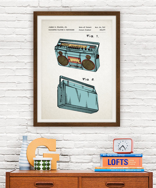 plakaty Plakat Magnetofon boombox - patent