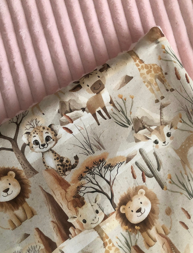 kocyki, kołderki, pościel dla dzieci WYJĄTKOWY koc _ zwierzątka safari _ 75x100 cm