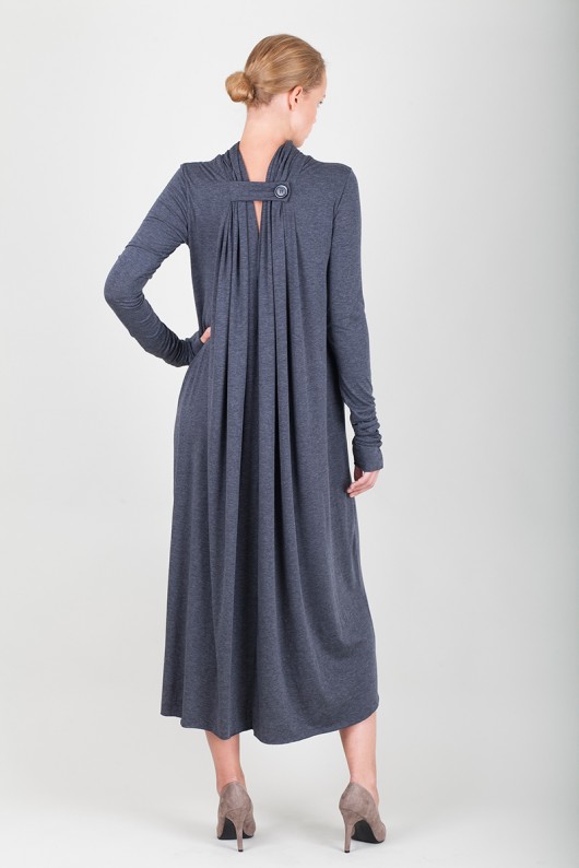 one button long dress pudu