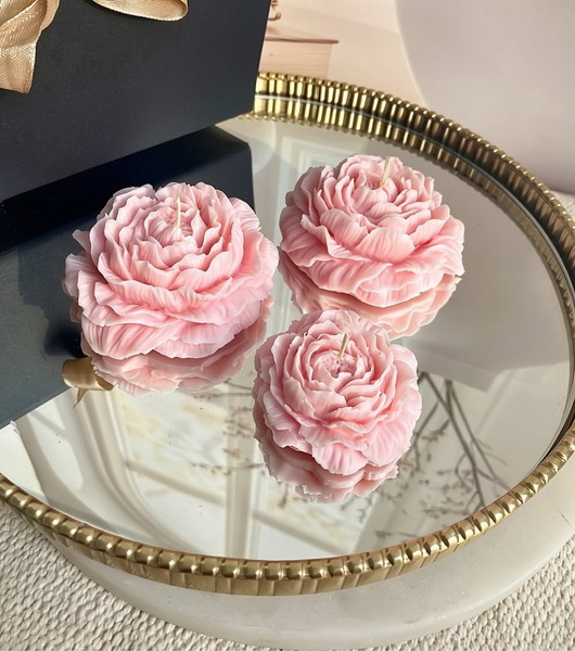 świeczniki i świece Zestaw prezentowy świece ekologiczne sojowe dekoracyjne "Peony Queen"