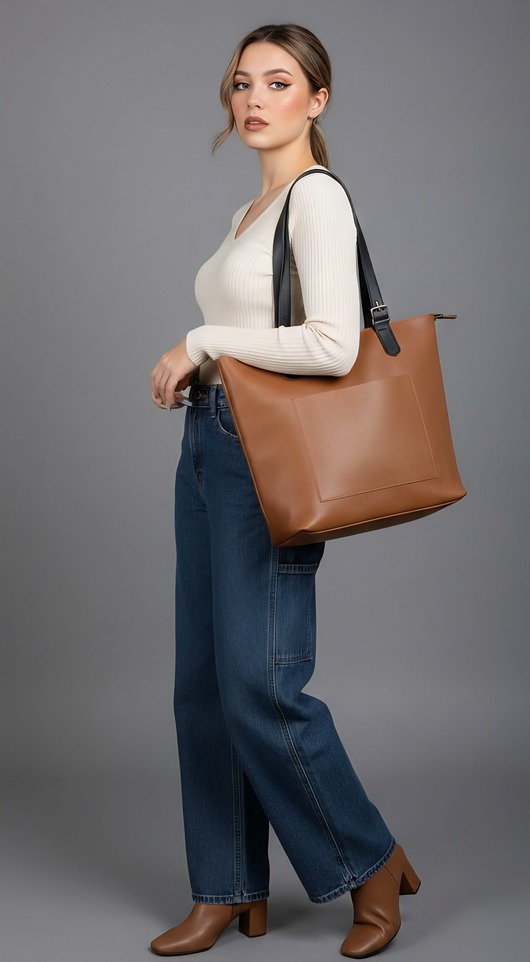 torby na ramię Duża torba damska ze skóry naturalnej