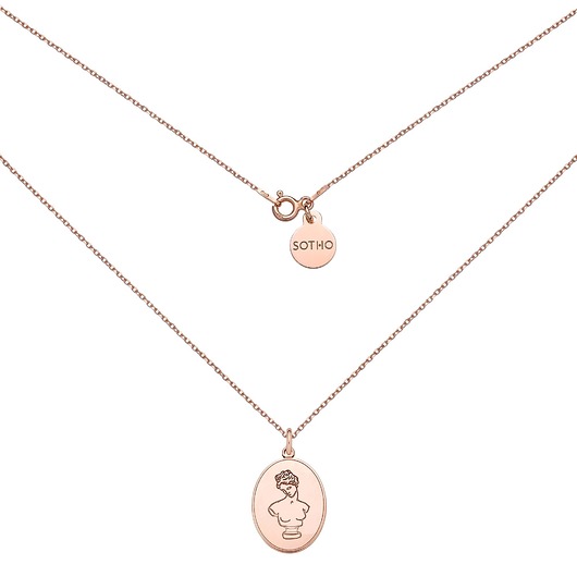 złote naszyjniki Medalion z różowego złota z boginią Afrodytą