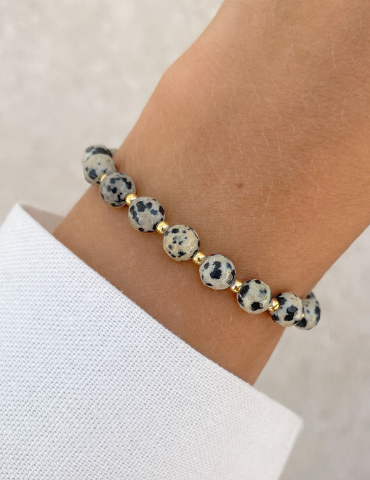 bransoletki z kamieni naturalnych Bransoletka na gumce jaspis dalmatyński