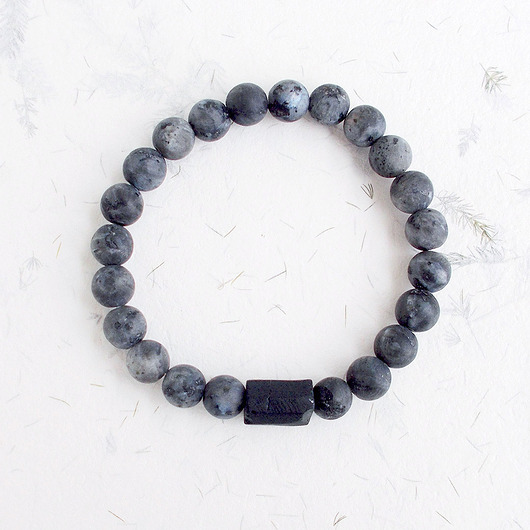 bransoletki z kamieni naturalnych Turmalin i larvikit 8 mm Bransoletka