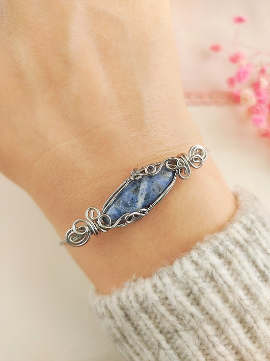 bransoletki wire wrapping Bransoletka Sodalit stal chirurgiczna handmade wirewrapping