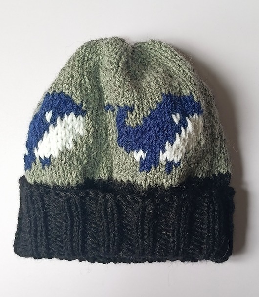 czapki damskie PROMOCJA jedna sztuka! czapka unisex ze 100% miękkiej wełny, wieloryby
