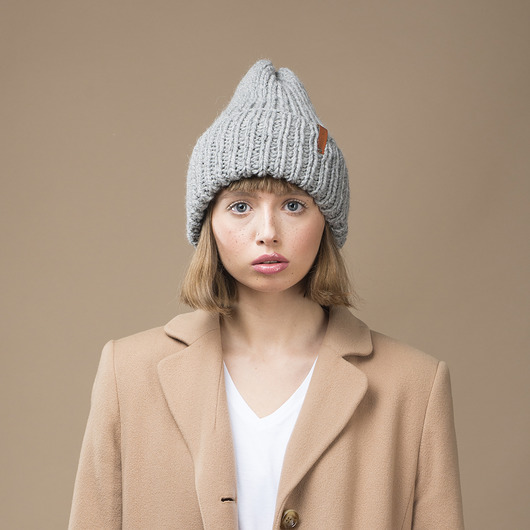 czapki damskie Czapka zimowa z wełny szara