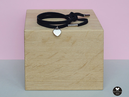 mini black/colour silver heart love barboleta