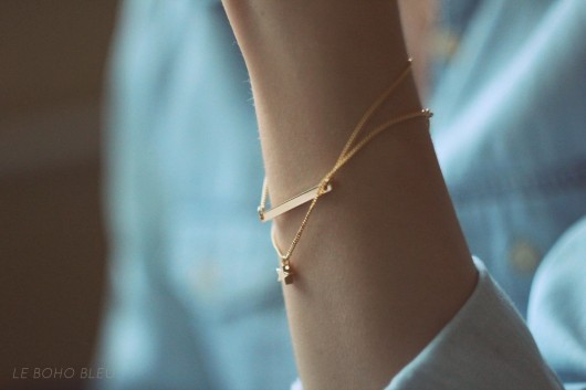 16k Gold Plated Bar Bracelet Le Boho Bleu