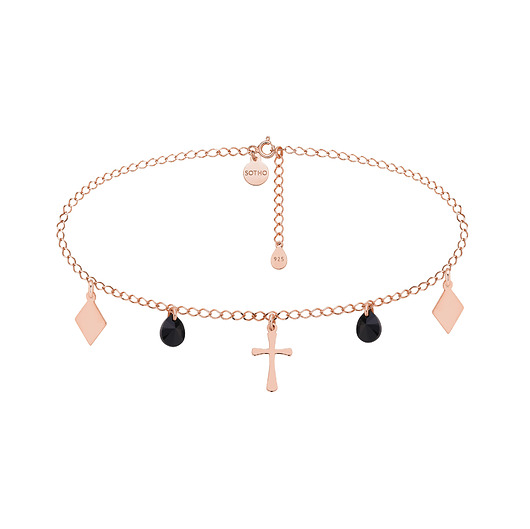 Choker z różowego złota z krzyżem, rombami SOTHO