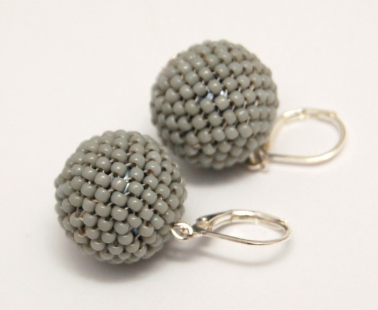 Kolczyki Beaded Beads kuleczki szare MadeByInati