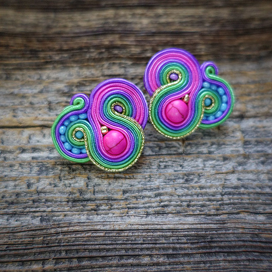 kolczyki soutache Oriana- kolorowe kolczyki soutache