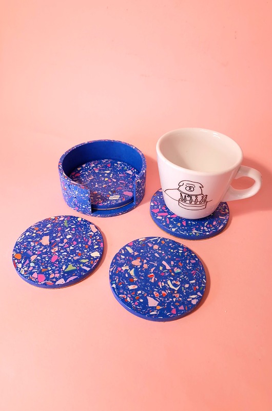 podkładki do kuchni Kolorowa podkładka pod kubek, zestaw, organizer, niebieska, lastryko, 9 cm