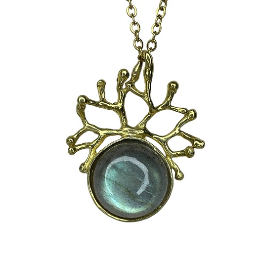 wisiory Naszyjnik z labradorytem w mosiądzu Korona nocy