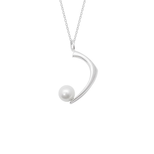 wisiory PEARL / glossy silver necklace with white pearl