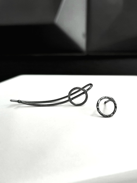 nausznice Komplet czarny kolczyk- nausznica Koło ze srebra - prawe ucho