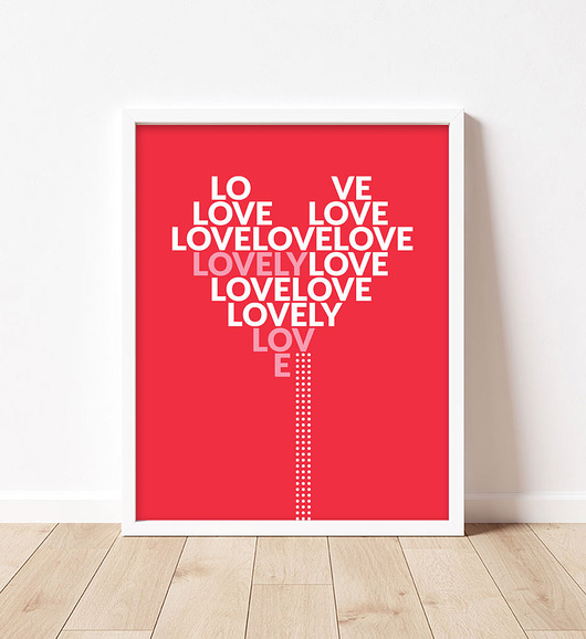 Plakat z sercem,typograficzny Dekorando