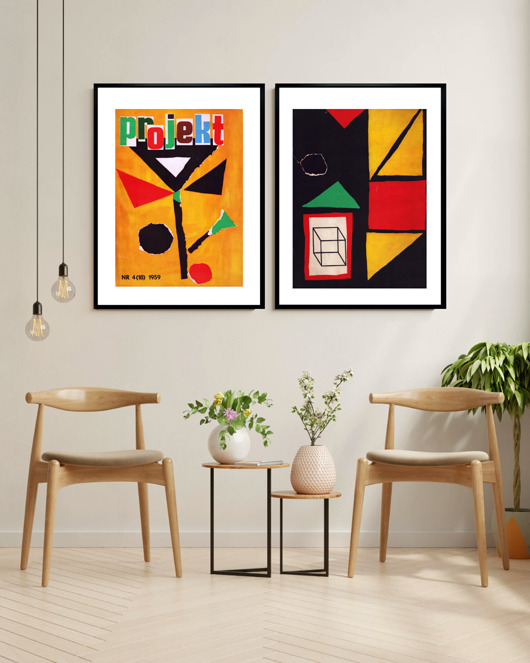 plakaty Plakat Dwie oprawione okładki czasopisma PROJEKT 4/1959, aut. Jerzy Olkiewicz