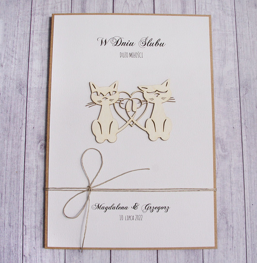 zaproszenia i kartki na ślub Kartka A5 : kotki : personalizacja