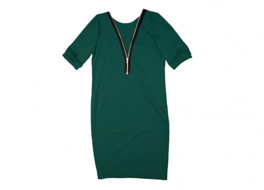 V-Zipped Dress Green  Lets Funky