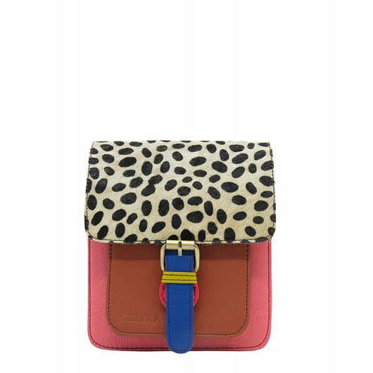 torby na ramię Torebka damska listonoszka kolorowa ze skrawków skórzana eko OLIVKA