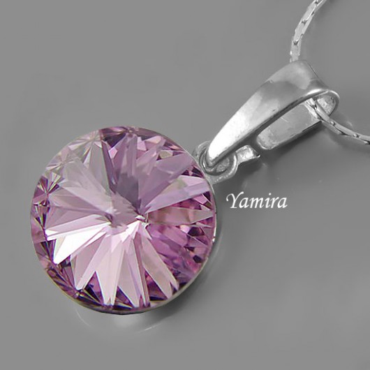 wisiorek - kryształ Swarovski Rivoli Violet 12mm yamira