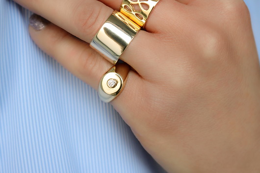  Pierścionek sygnet z cyrkonią - srebro 925  Coccola JEWELLERY