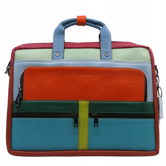 torby na ramię Aktówka torba na laptopa skórzana rączki regulowany pasek kieszenie OLIVKA