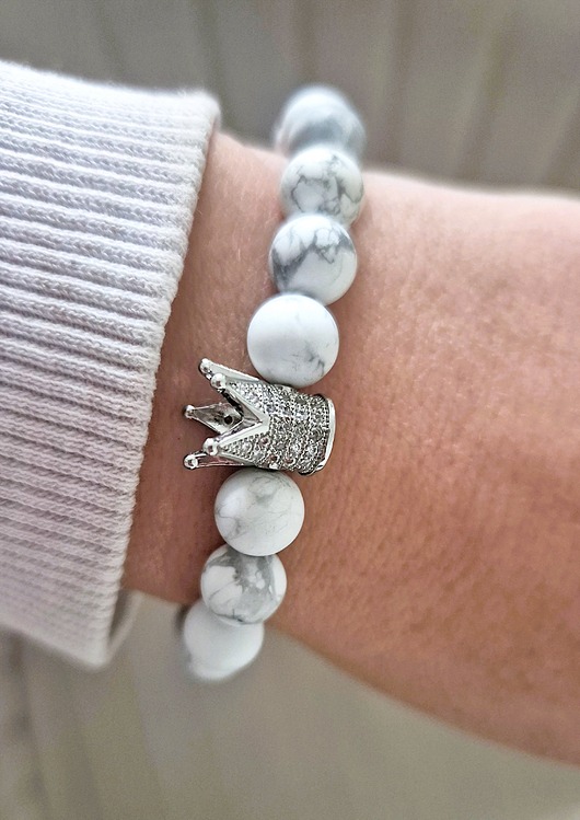 bransoletki z kamieni naturalnych Bransoletka SILVER CROWN + białe cyrkonie