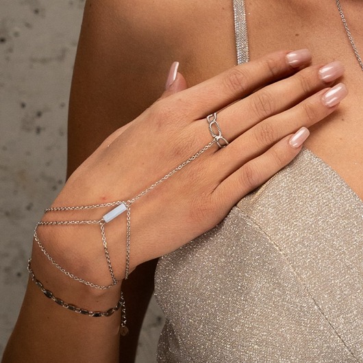 bransoletki srebrne Bransoletka z pierścionkiem Hype Lagoon