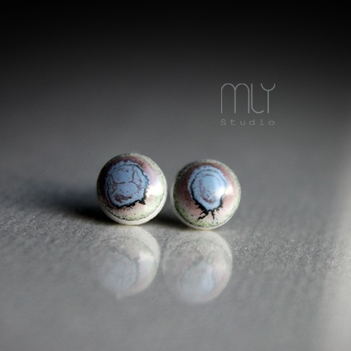 kolczyki ceramiczne Mini Chrobotki 6mm/stal chirurgiczna/
