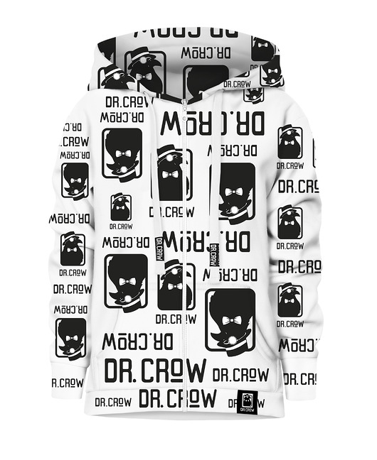 bluzy dla chłopców Bluza Zamek Chłopiec DR.CROW Logo Biała