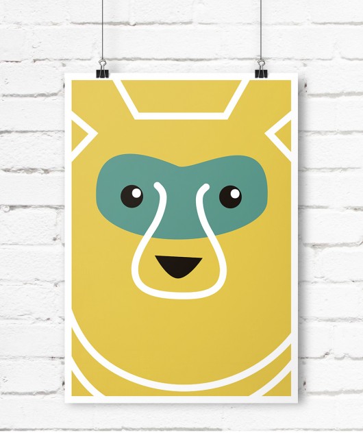 Plakat w stylu Skandynawskim, miś w masce, A2 Galeria EMU