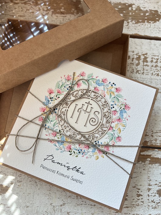 kartki na komunię Kartka na komunię ręcznie robiona - Pamiątka Komunii