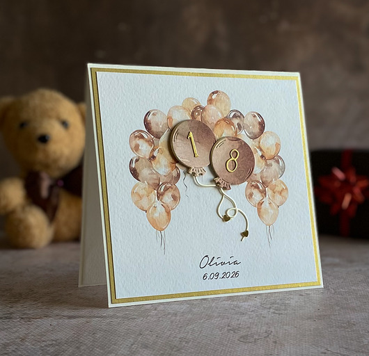 kartki scrapbooking Kartka urodzinowa z kopertą prezentową, BH 20